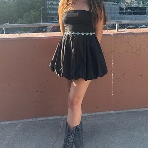 Black Mini Dress Strapless Bubble Style Sincerely Jules